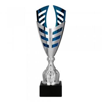 Ezüst kék fém modern kupa 54 cm